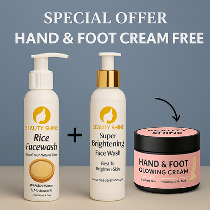 Beauty Shine Brightening & Rice Facewash Combo (Hand & Foot Cream Free 🎁)
