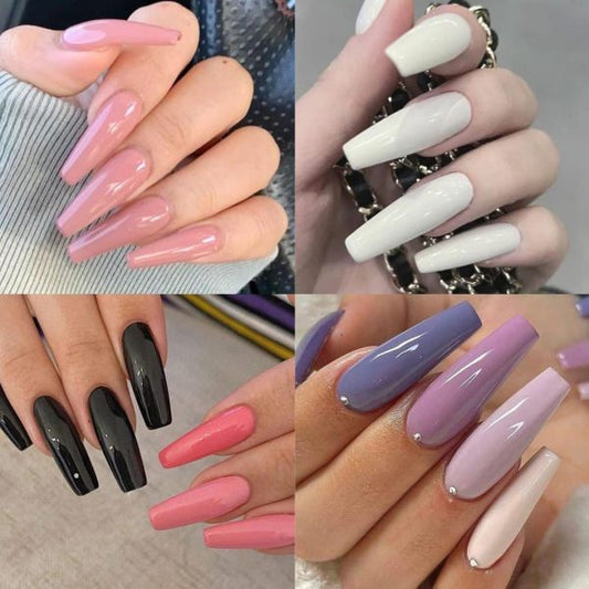 Artificial Nails 596 Pcs Beautiful Fancy Fake Nails (Random Color)